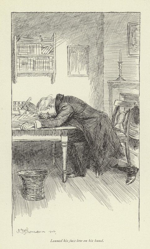Ilustração para Janets Arrependimento por George Eliot de Hugh Thomson