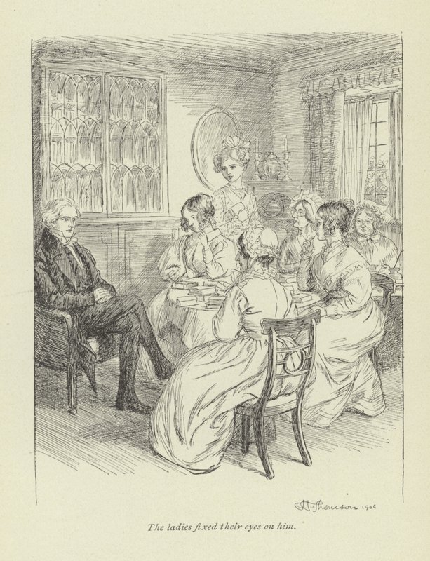 Ilustração para Janets Arrependimento por George Eliot de Hugh Thomson