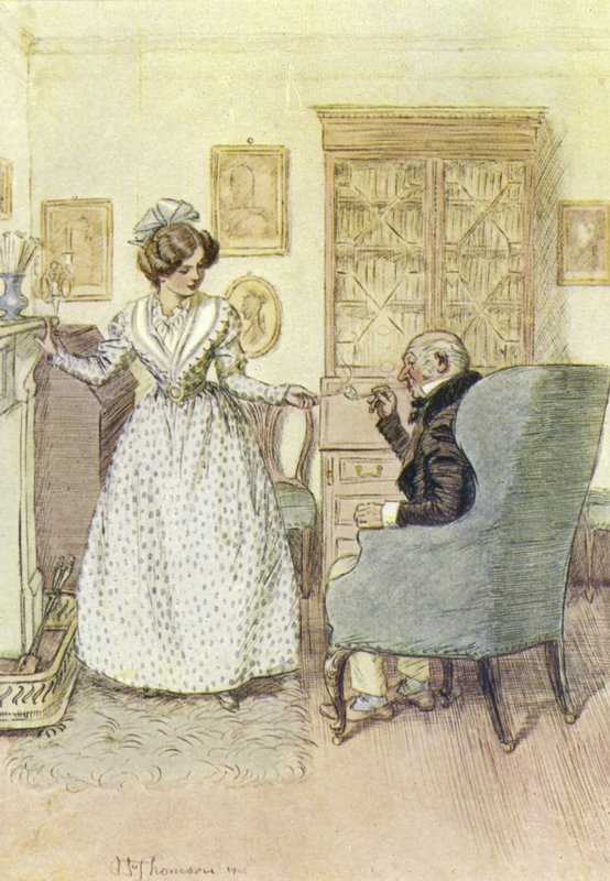 Ilustração para Janets Arrependimento por George Eliot de Hugh Thomson