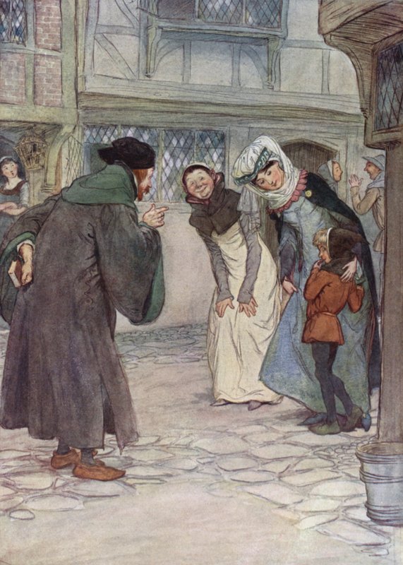 Ilustração para The Merry Wives of Windsor (cor litho) de Hugh Thomson