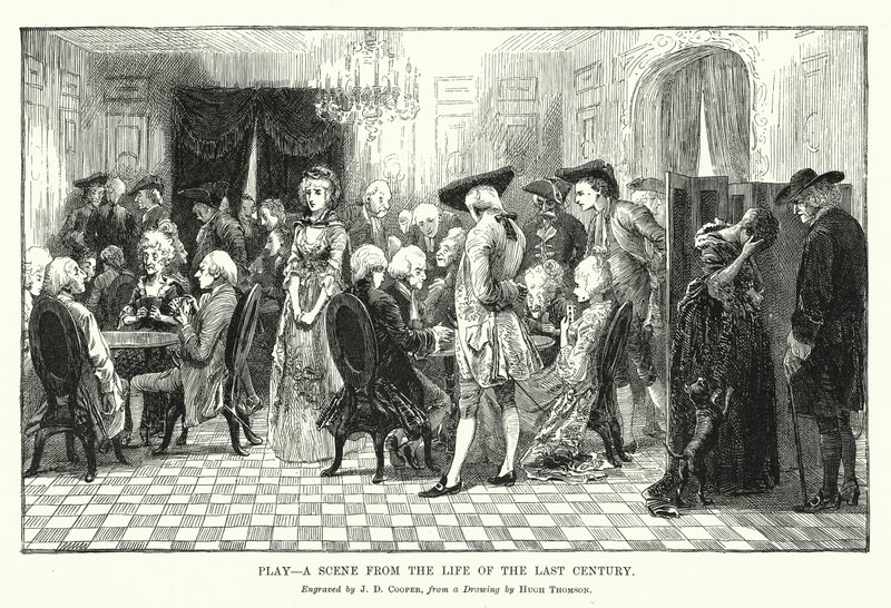 Peça de teatro, Uma cena da vida do século passado (litografia) de Hugh Thomson
