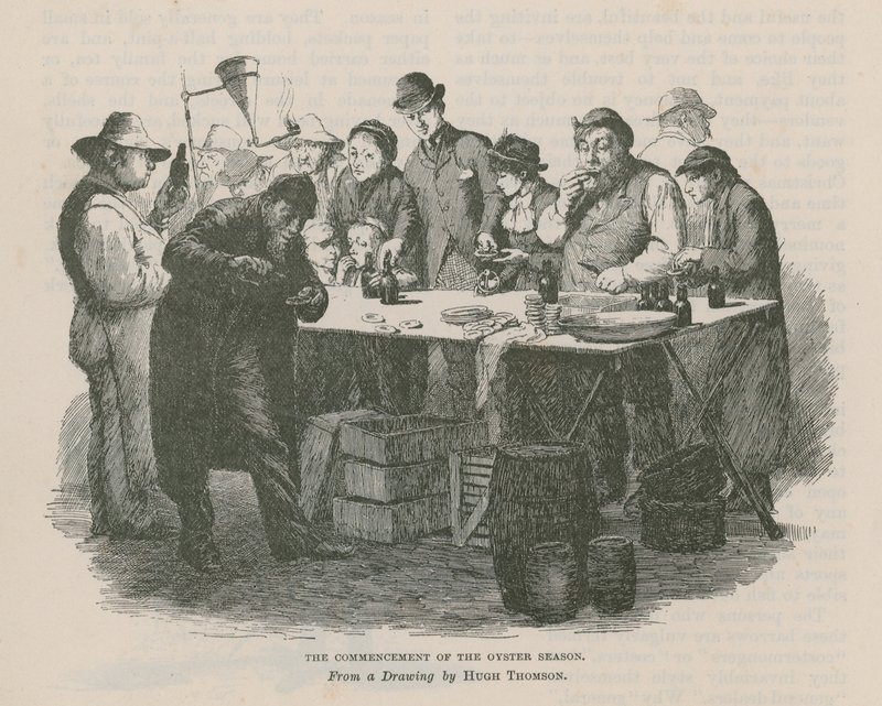 O Início da Época das Ostras (gravura) de Hugh Thomson
