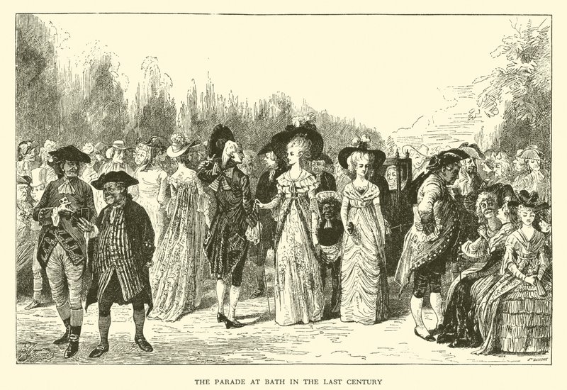 O Desfile em Bath no século passado (gravura) de Hugh Thomson