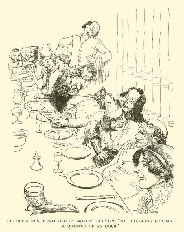 The Revellers, Bewitched by Mother Shipton, "Sat Laughing for Full a Quarter of an Quarter of an Hour" (gravura) de Hugh Thomson