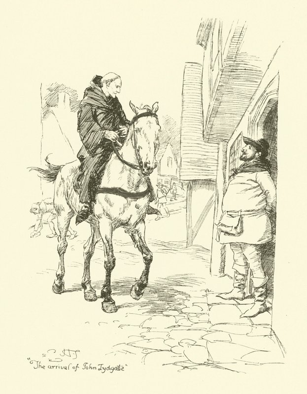 A chegada de John Lydgate (litho) de Hugh Thomson