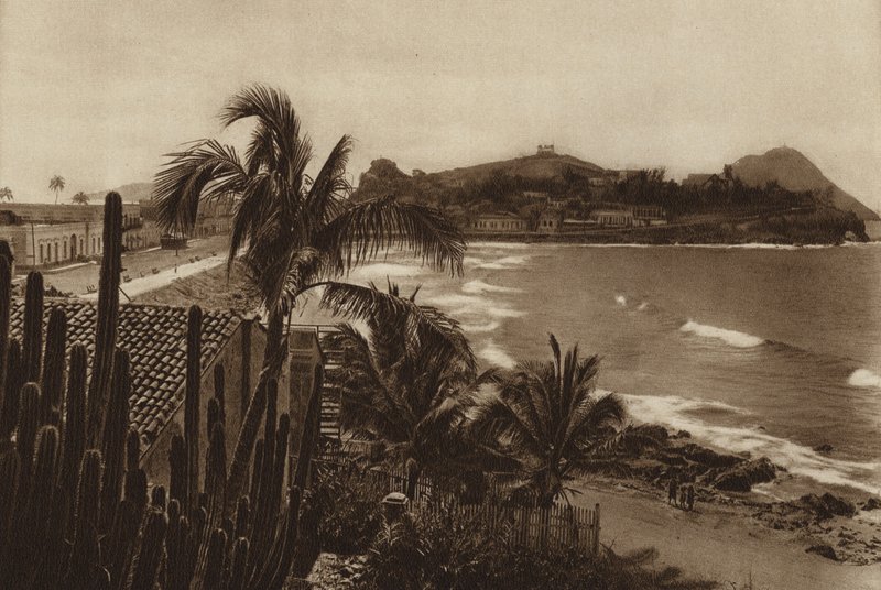 México: Baía de Mazatlan (fotografia a preto e branco) de Hugo Brehme