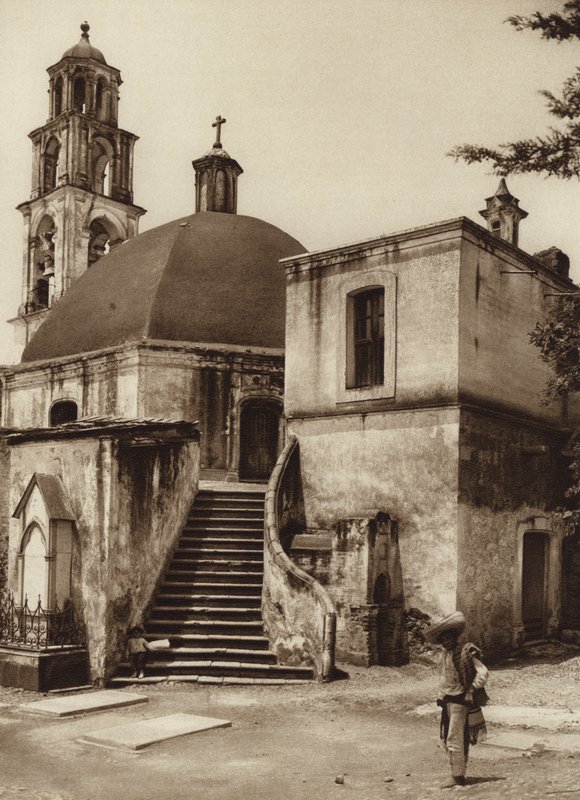 México: Capela do Monte Sagrado, Amecameca (fotografia a preto e branco) de Hugo Brehme