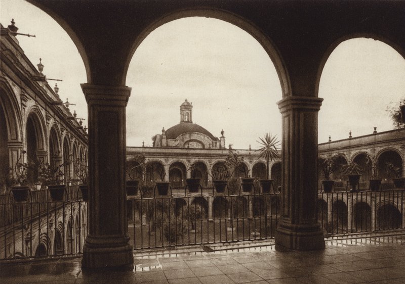 México: Capital Mejico, Colegio de las Vizcainas (fotografia a preto e branco) de Hugo Brehme