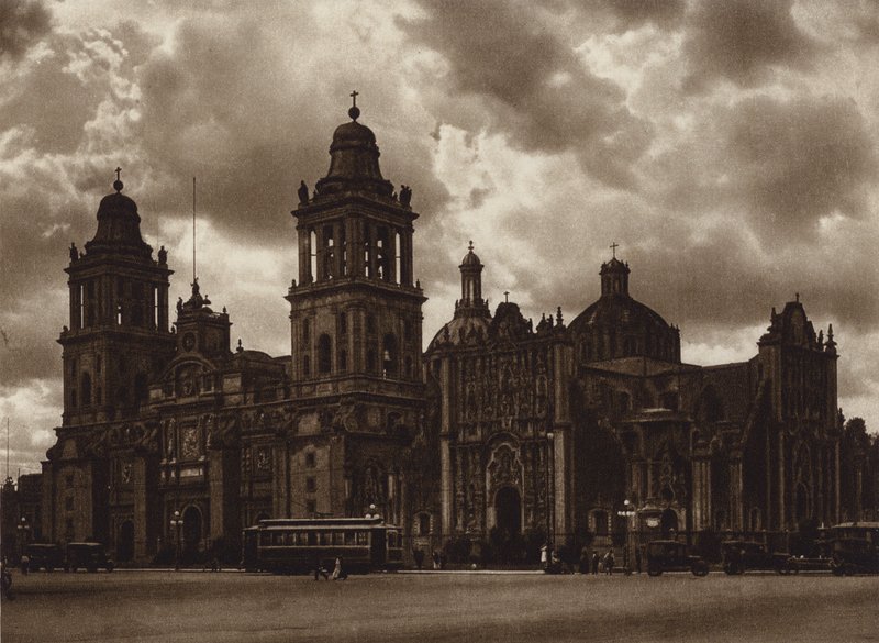 México: Capital Mejico, La catedral (fotografia a preto e branco) de Hugo Brehme