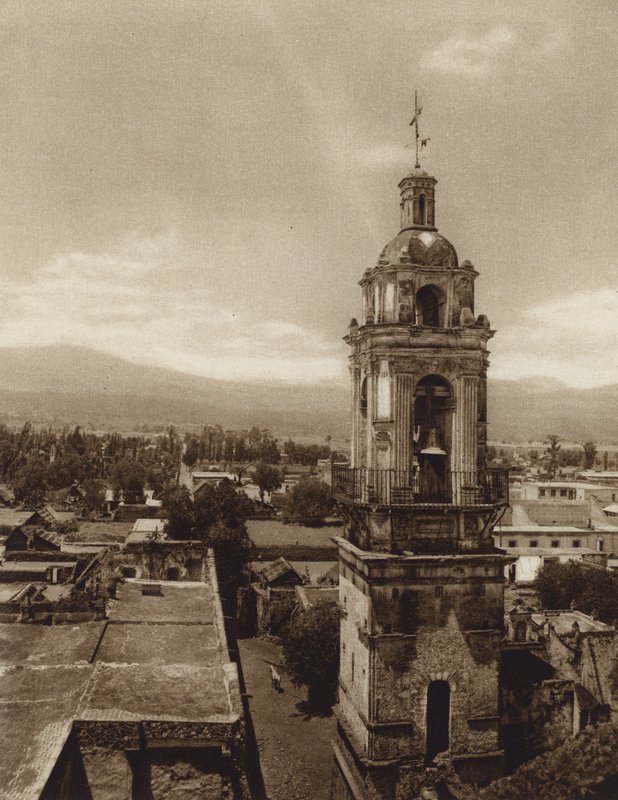 México: Igreja de Xochimilco (fotografia a preto e branco) de Hugo Brehme