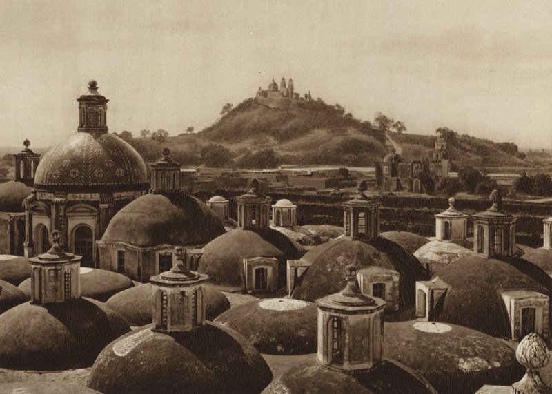 Mexico: Piramide de Cholula (b/w photo) de Hugo Brehme