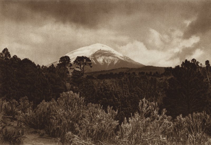 México: Popocatepetl (fotografia a preto e branco) de Hugo Brehme