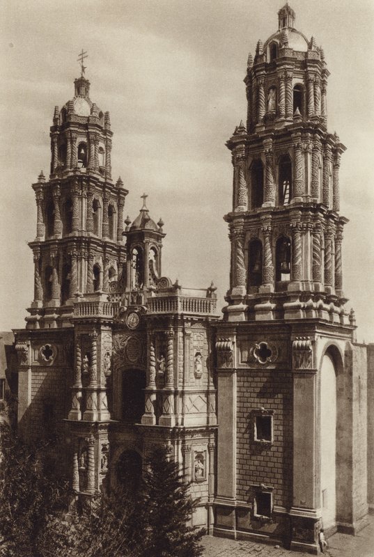 México: San Luis de Potosi, La Catedral (fotografia a preto e branco) de Hugo Brehme