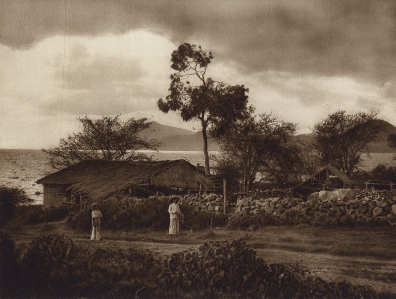 México: Vista sobre o Lago Chapala (fotografia a preto e branco) de Hugo Brehme