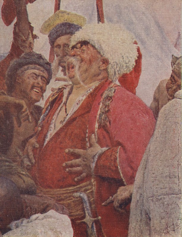 Detalhe da pintura A Resposta dos Cossacos Zaporozhianos ao Sultão Mehmet IV, 1891 de Ilya Efimovich Repin
