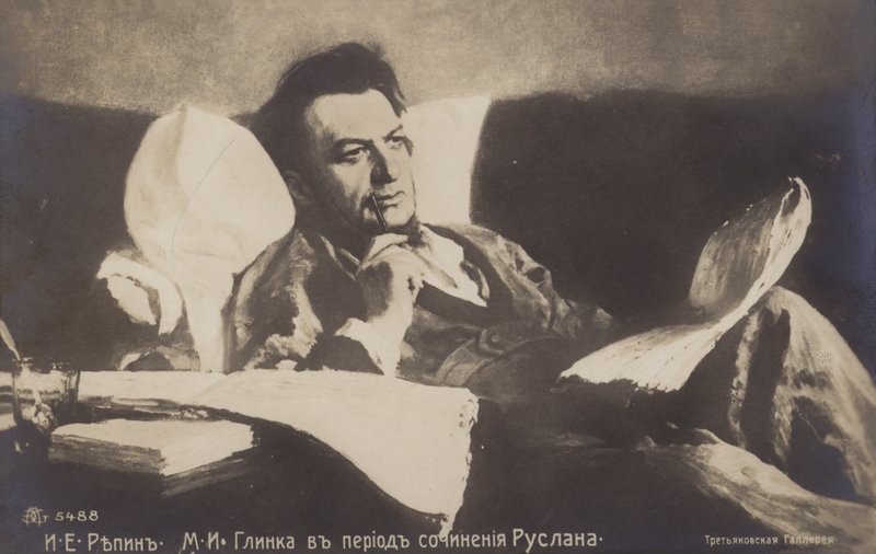 Retrato do compositor russo Mikhail Glinka, 1887 de Ilya Efimovich Repin