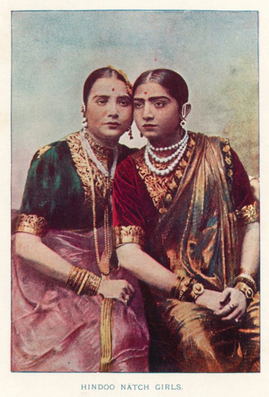 Nativos da Índia: Hindoo Natch Girls (foto colorida) de Indian photographer