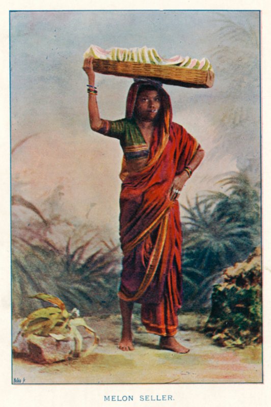 Nativos da Índia: Melon Seller (foto colorida) de Indian photographer