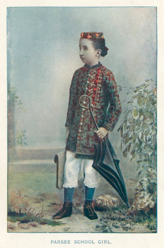 Nativos da Índia: Garota da Escola Parsee (foto colorida) de Indian photographer