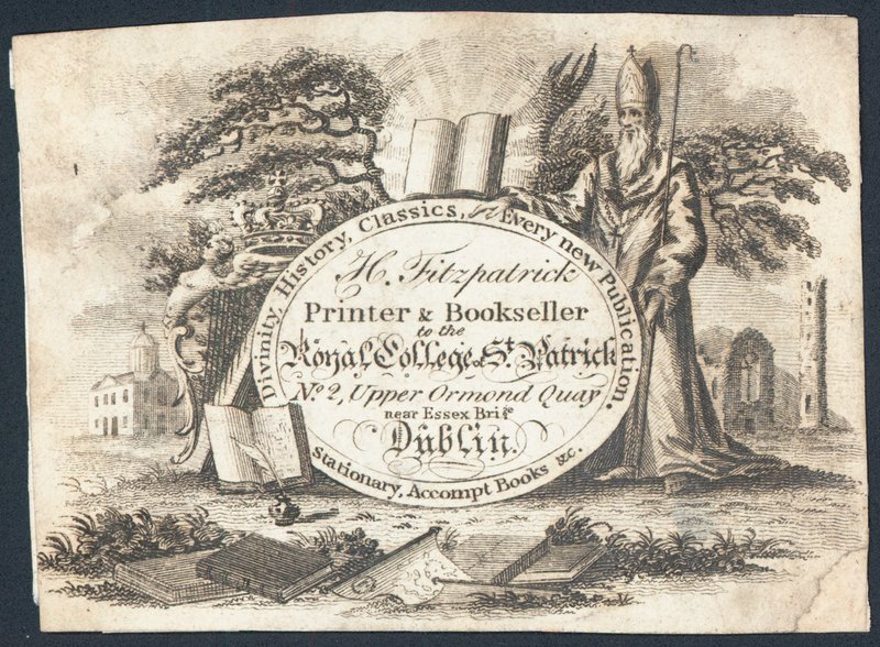 Cartão comercial, H Fitzpatrick (gravura) de Irish School