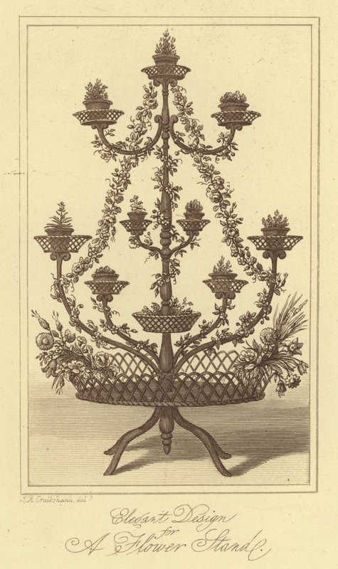 Design Elegante para um Suporte de Flores (gravura) de Isaac (after) Cruikshank