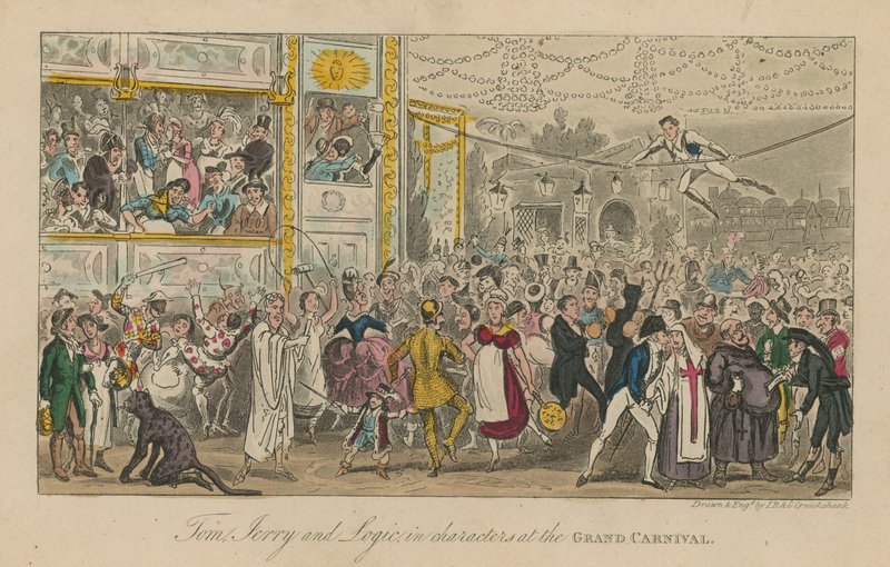 Tom Jerry e Logic em personagens no grande carnaval de Isaac, Robert and George Cruikshank