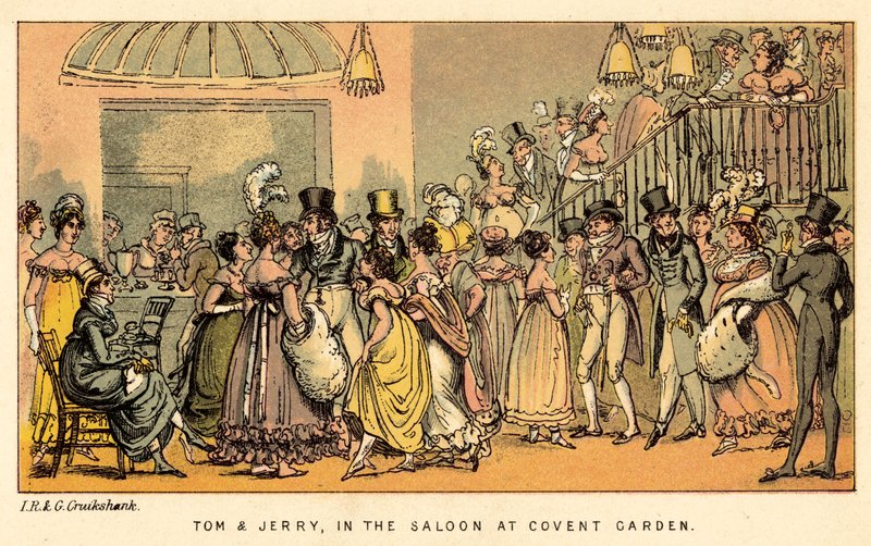 Tom e Jerry, no salão do Covent Garden de Isaac, Robert and George Cruikshank