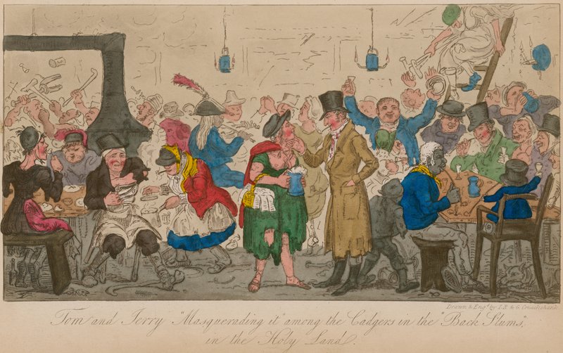 Tom e Jerry, mascarando-o entre os cadgers nas &39;Back Slums&39; na Terra Santa de Isaac, Robert and George Cruikshank