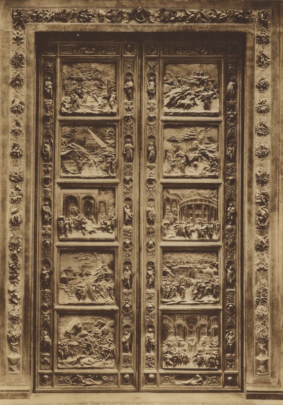 Firenze / Florença: Baptistério, A Porta Principal, Lorenzo Ghiberti (foto a p/b) de Italian Photographer