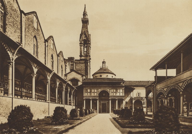 Firenze / Florença: Igreja de S Croce, Claustro (foto p/b) de Italian Photographer