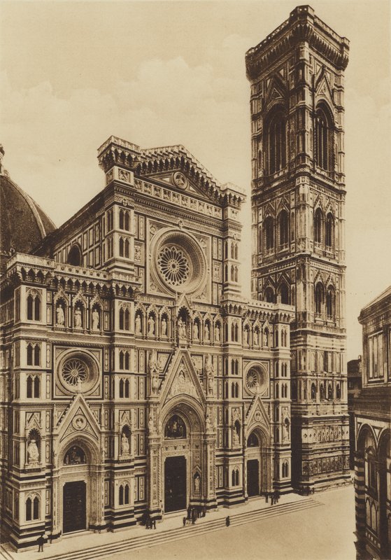 Firenze / Florença: A Fachada da Catedral, Arch De Fabris e del Moro (foto p/b) de Italian Photographer