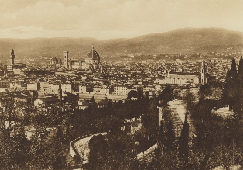 Firenze / Florença: Panorama de Florença visto de S Miniato al Monte (foto p/b) de Italian Photographer