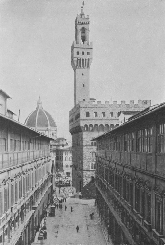 Florença, Galeria Uffizi e Palazzo Vecchio (foto a p/b) de Italian Photographer