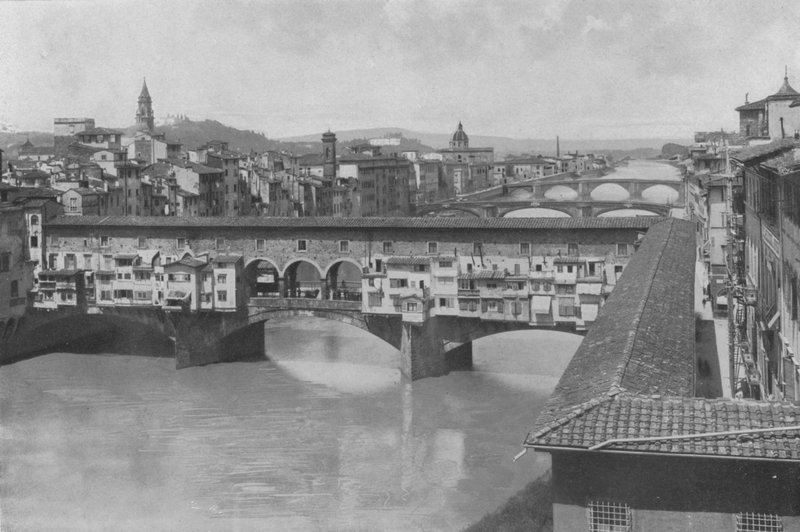 Florença, Vista das Três Pontes (foto a p/b) de Italian Photographer
