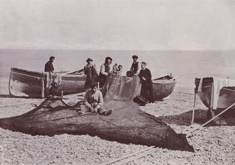 Itália: Bordighera, pescadores trabalhando (foto a p/b) de Italian Photographer