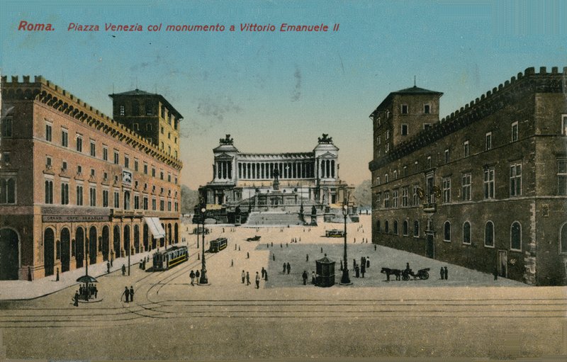 Piazza Venezia e monumento ao rei Victor Emmanuel II da Itália, Roma. Postal enviado em 1913. de Italian Photographer