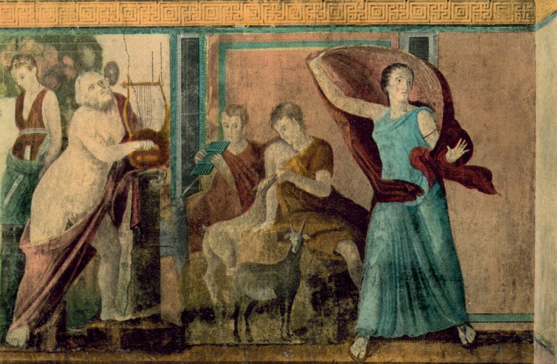 Pompeia: Villa dos Mistérios, Iniciação, A mulher aterrorizada (fotografia a cores) de Italian Photographer