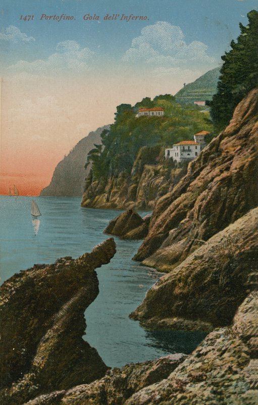 Portofino, Itália. Desfiladeiro do Inferno. Postal enviado em 1913. de Italian Photographer