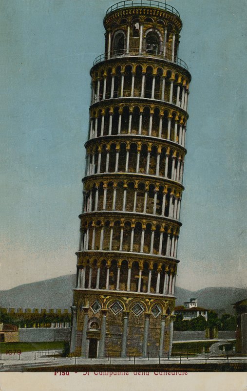 A torre inclinada de Pisa. Postal enviado em 1913. de Italian Photographer