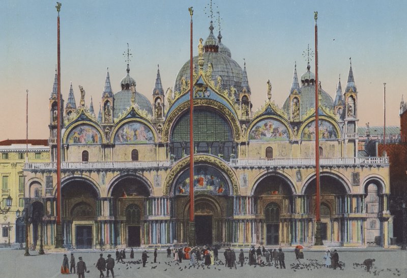 Veneza, Fachada da Igreja de São Marco (foto colorida) de Italian Photographer