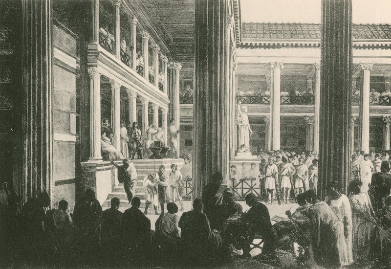 Um Julgamento Crim Nal na Basílica (gravura) de Italian School