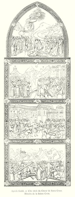 Agnolo Gaddi, lado direito do Coro de Santa Croce, História da Santa Cruz (gravura) de Italian School