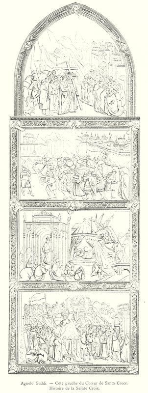 Agnolo Gaddi, lado esquerdo do Coro de Santa Croce, História da Santa Cruz (gravura) de Italian School