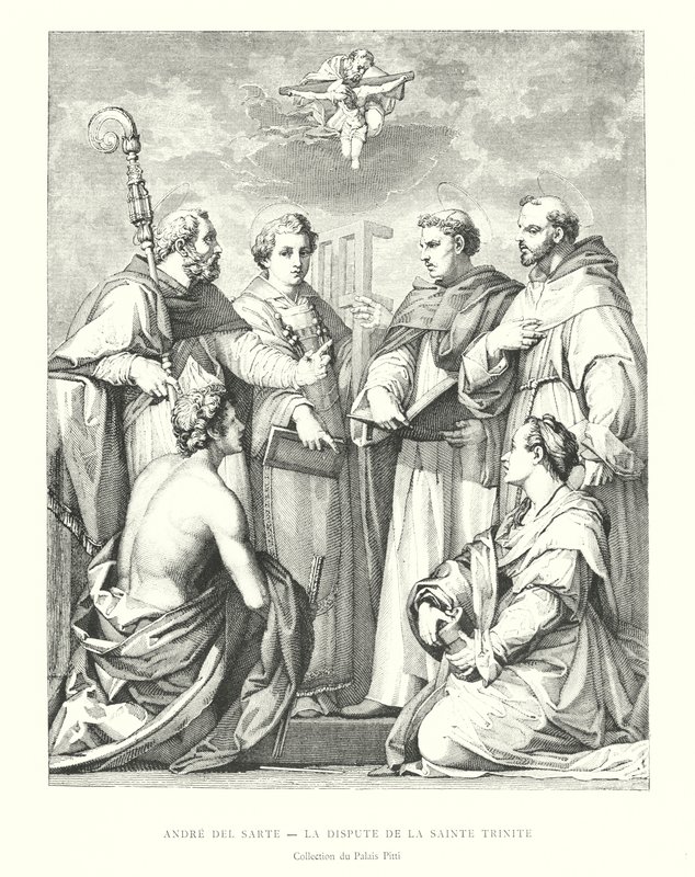 Andre del Sarte, A Disputa da Santíssima Trindade, Colecção Pitti Palace (gravura) de Italian School