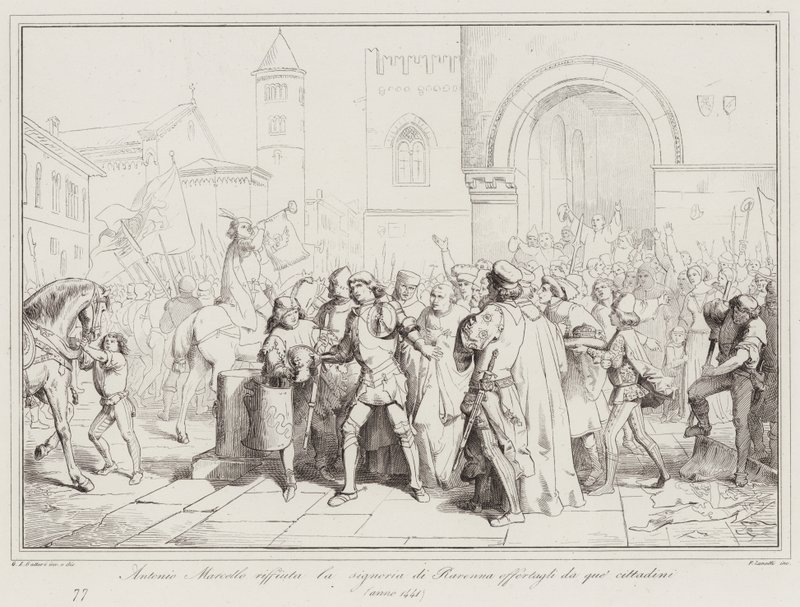 Antonio Marcello recusa o senhorio de Ravenna oferecido a ele por aqueles cidadãos de Italian School