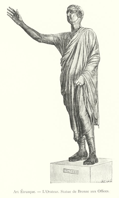 Arte Etrusca, O Orador, Estátua de Bronze no Uffizi (gravura) de Italian School