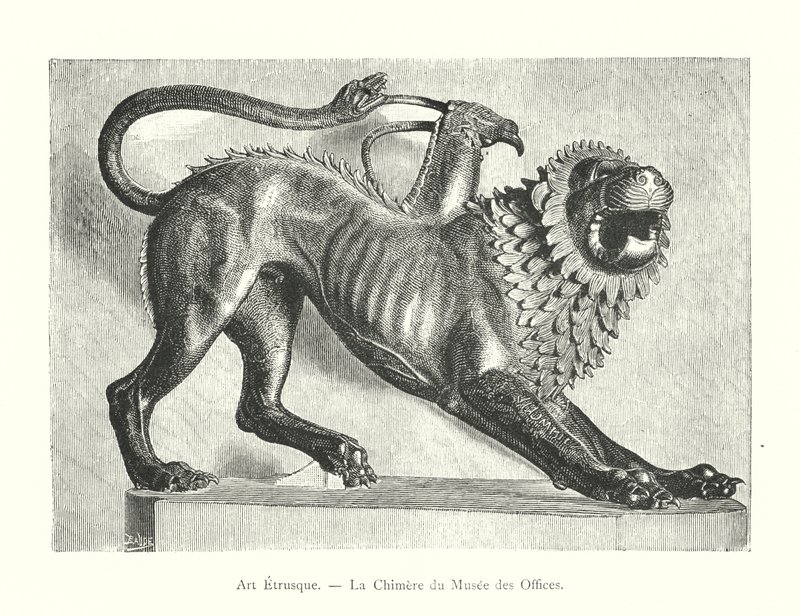 Arte Etrusca, A Quimera do Museu Uffizi (gravura) de Italian School