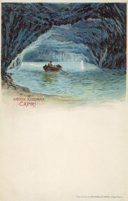 Gruta Azul, Capri (litografia a cores) de Italian School