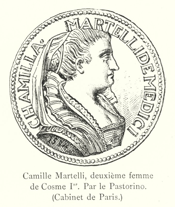 Camille Martelli, segunda esposa de Cosimo I, Pelo Pastorino, Gabinete de Paris (gravura) de Italian School