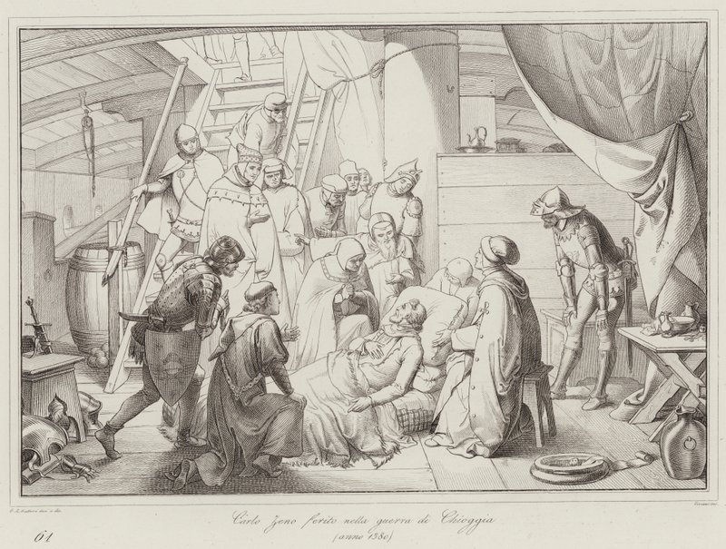 Carlo Zeno ferido na guerra de Chioggia de Italian School